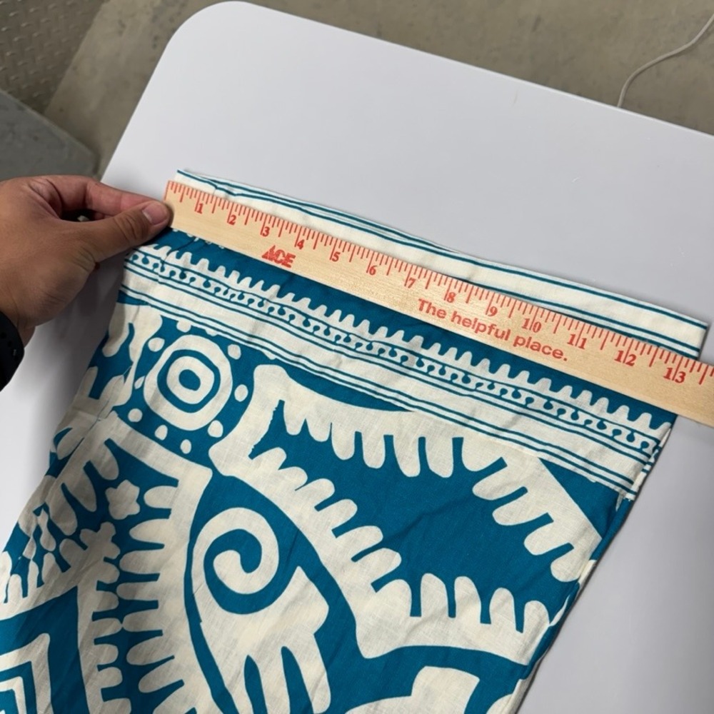 Haute Hippie Style Linen Blend Wide Leg Tribal Print Pants Teal White Medium - Picture 8 of 8